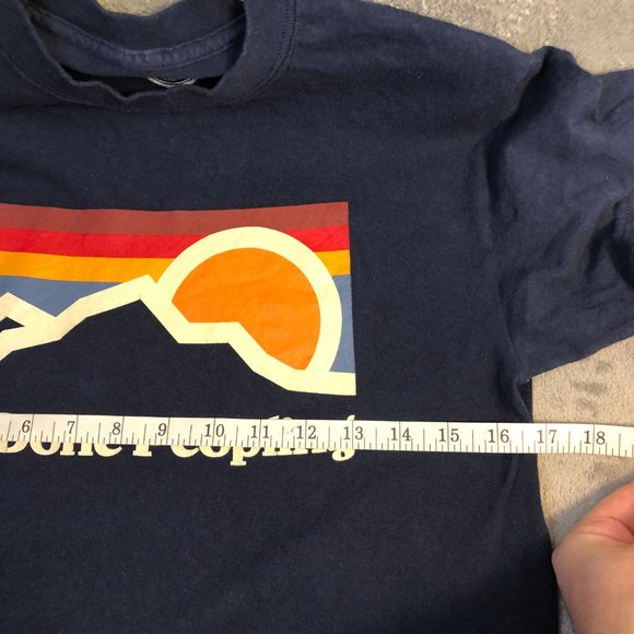 DOM Men's Small Shirt I'm Done Peopling Navy Graphic Mountain Sunset Retro Vibes - Picture 6 of 7